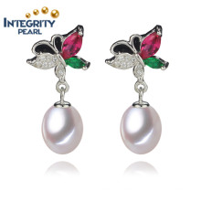 New Pearl Earrings 8-9mm AAA Drop Freshwater Pearl Earring Jewelry